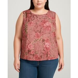 BFA Classics Vintage Pink Floral Tank Top Women's Size 18P